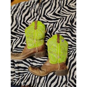 Ariat Quickdraw Western Boot Womens 8 Brown Lime Cowgirl Square Toe‎ 10016311